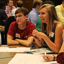 student at a conference  