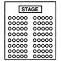 Theatre style seating is rows of chairs facing the speaker at the front of the room