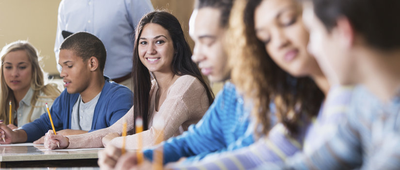 six students participating in a classroom assignment