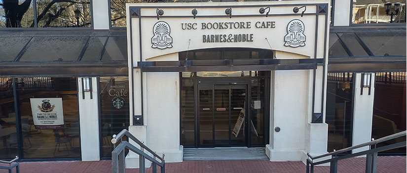 Entrance to the bookstore off Greene St. in the Russell House