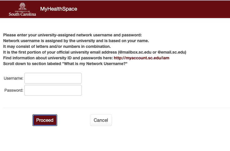 my health space login screenshot