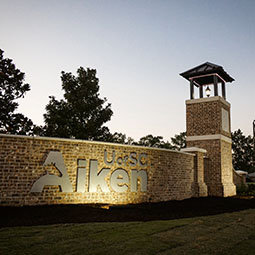 Brick walkways on USC Columbia campus with fall colors