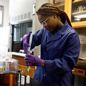 Student working in a lab.