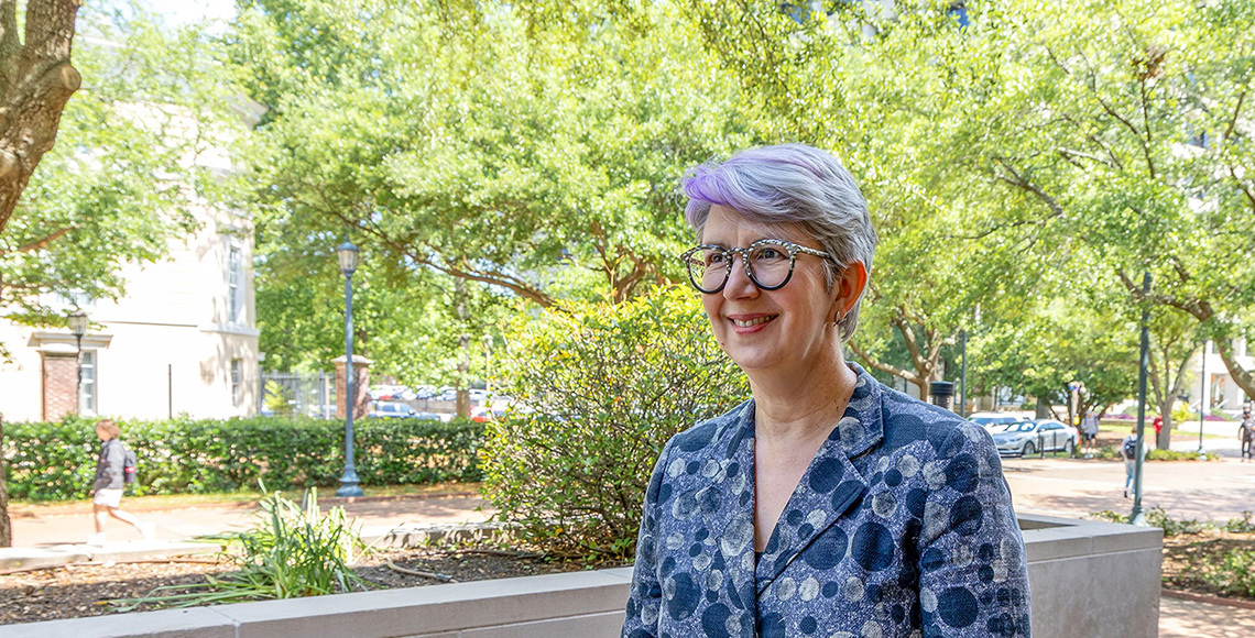 woman smiling outside 