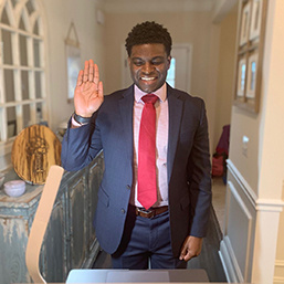 James Anderson taking oath via computer