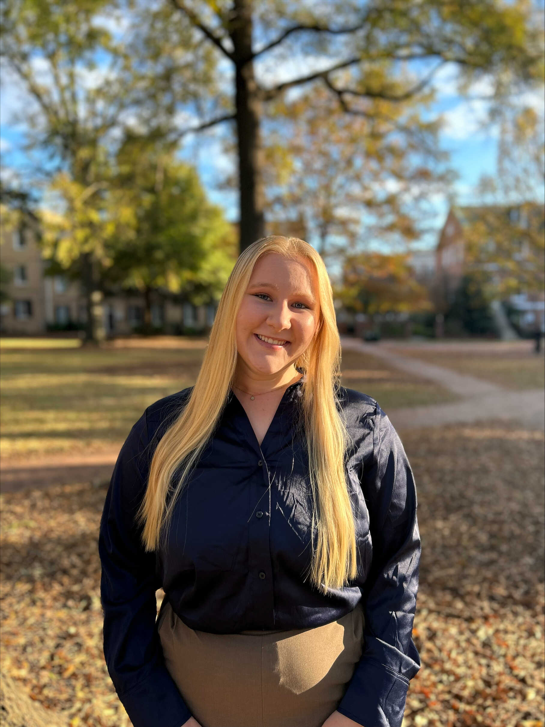 woman standing outside during fall 