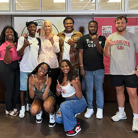 First generation students with Provost Donna Arnett