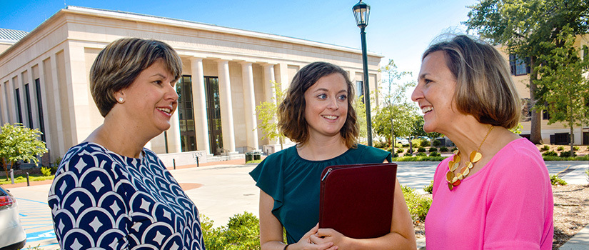 Children's Law Center Members discussing outside USC School of Law