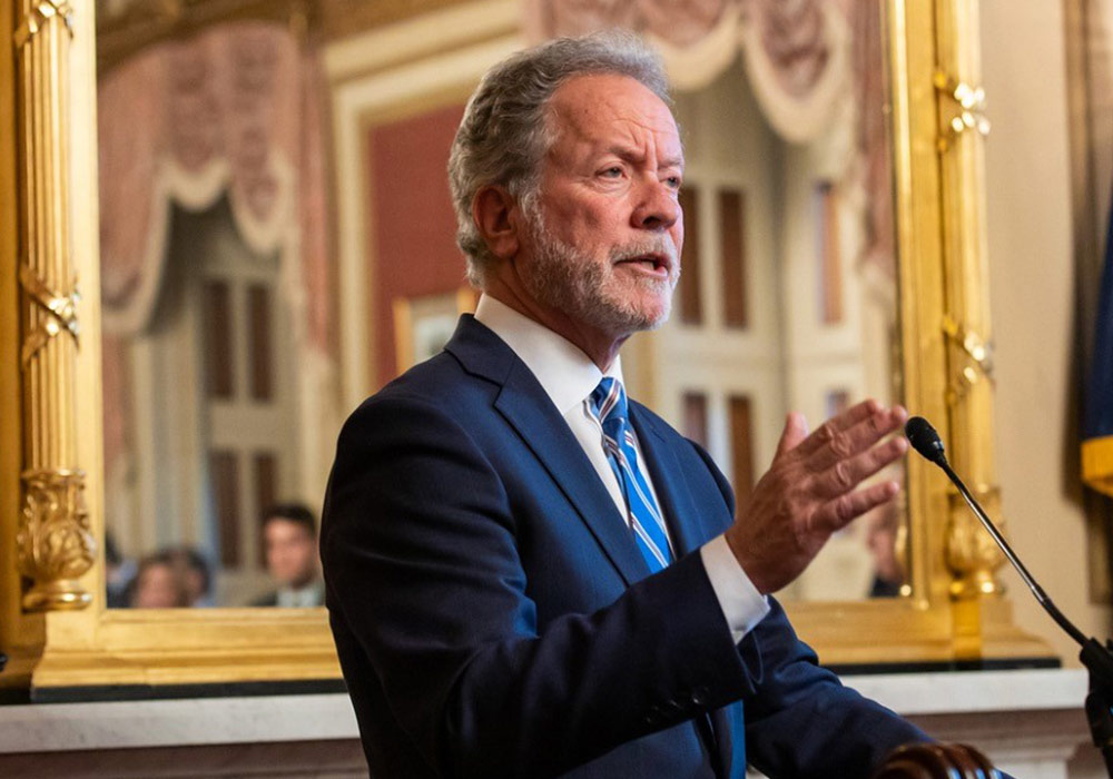 David Beasley speaks at podium