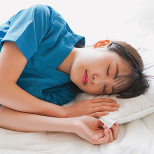 female nurse sleeping