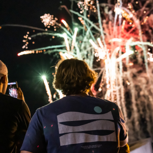 students watching fireworks at First Night Carolina