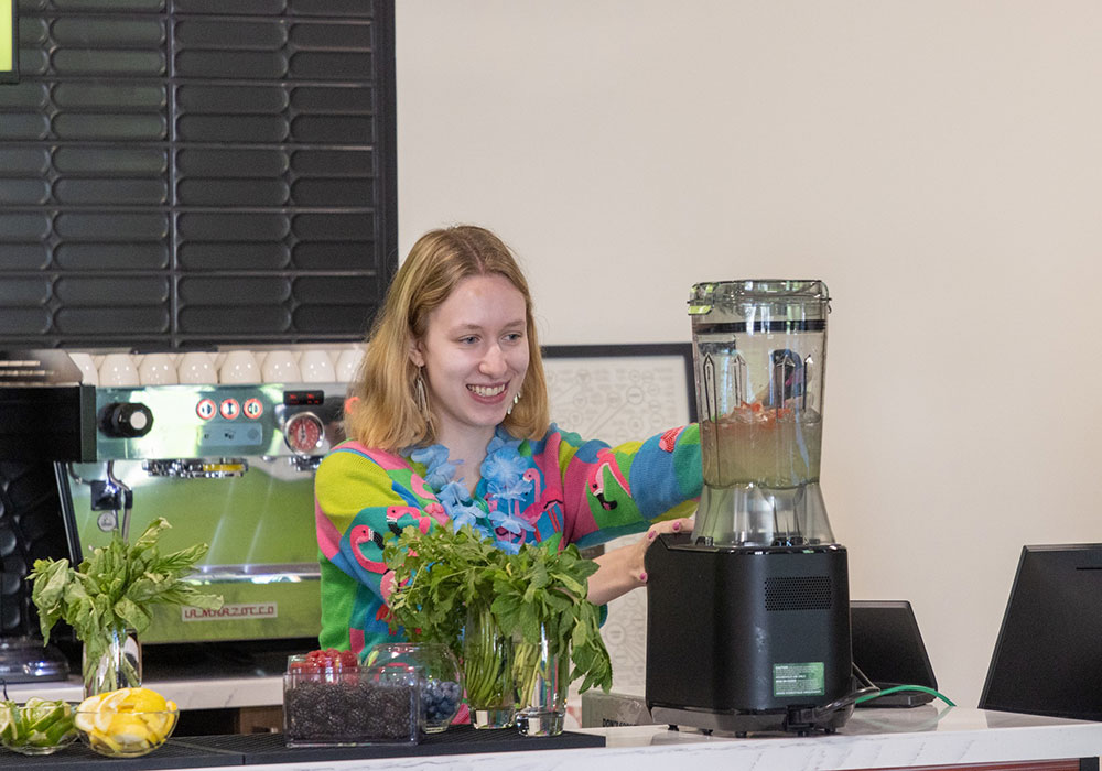 a person using a blender